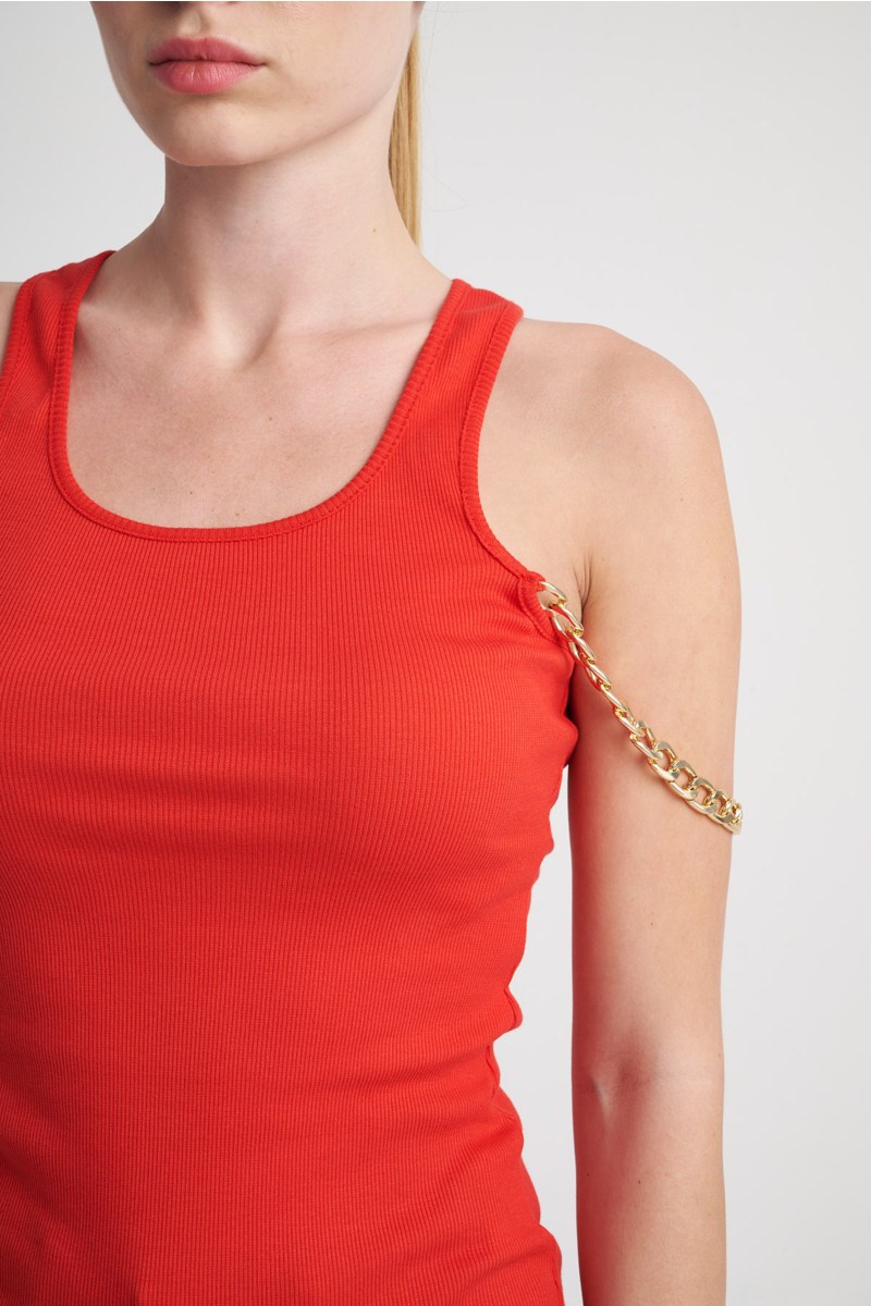 MONOCHROME RIBBED TOP WITH CHAIN ON THE STRAPS-24812074-623