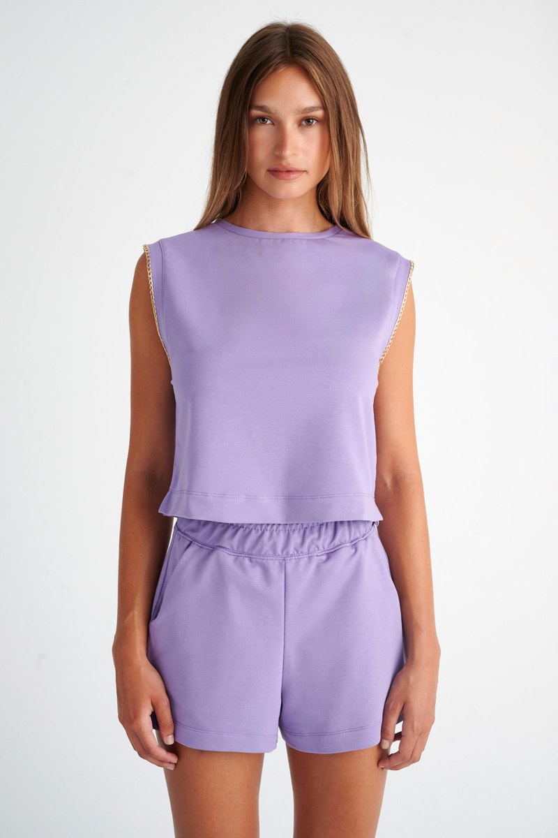 COTTON TOP WITH CHAIN DETAIL ON THE SLEEVES-24812130-812