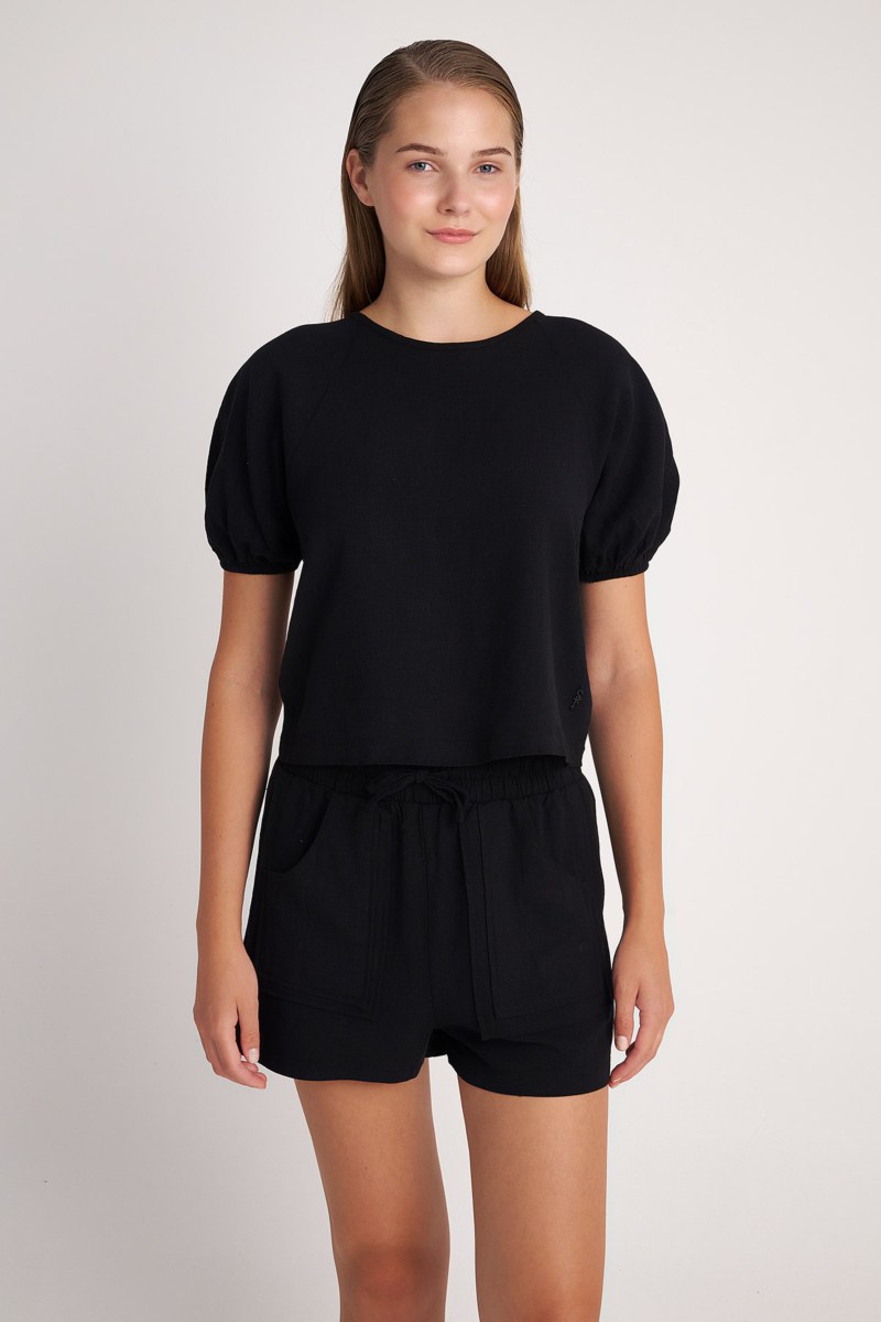 ΜΟΝΟΧΡΩΜΗ ΛΙΝΗ ΜΠΛΟΥΖΑ ΜΕ ΦΟΥΣΚΩΤΑ ΜΑΝΙΚΙΑ-24812151-110