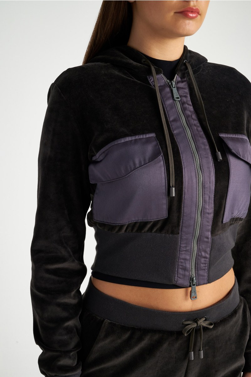 VELOUR CROPPED JACKET WITH SATIN PATCH POCKETS-24813035-206