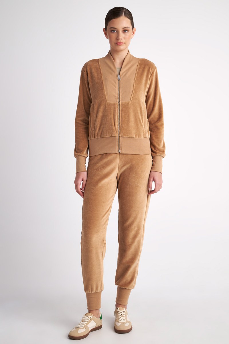 TWO-TONE STYLED VELOUR JACKET WITH SCOOP NECKLINE-24813038-311