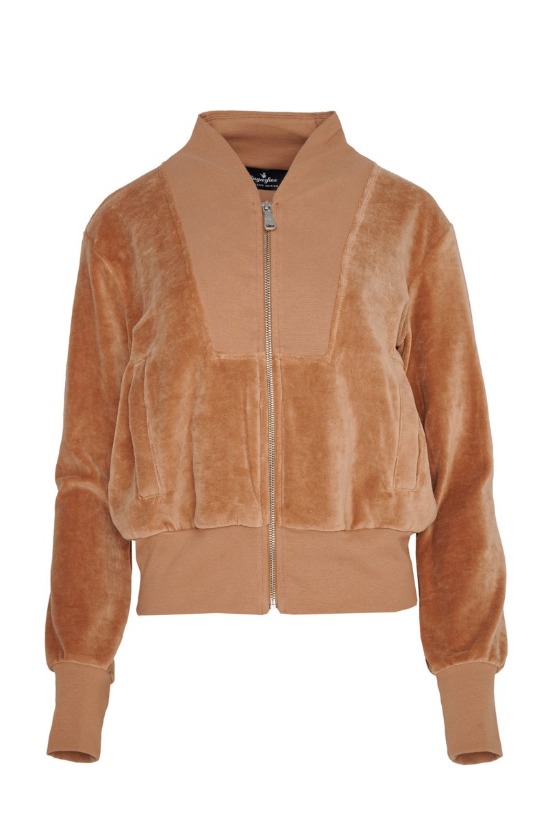 TWO-TONE STYLED VELOUR JACKET WITH SCOOP NECKLINE-24813038-311