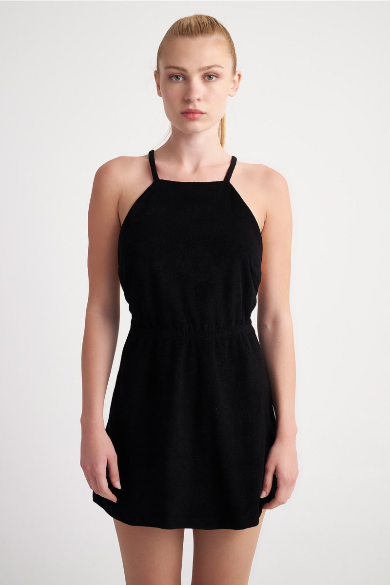 TERRY ΜΙΝΙ DRESS WITH STRAPPY CROSSED BACK-24814088-110