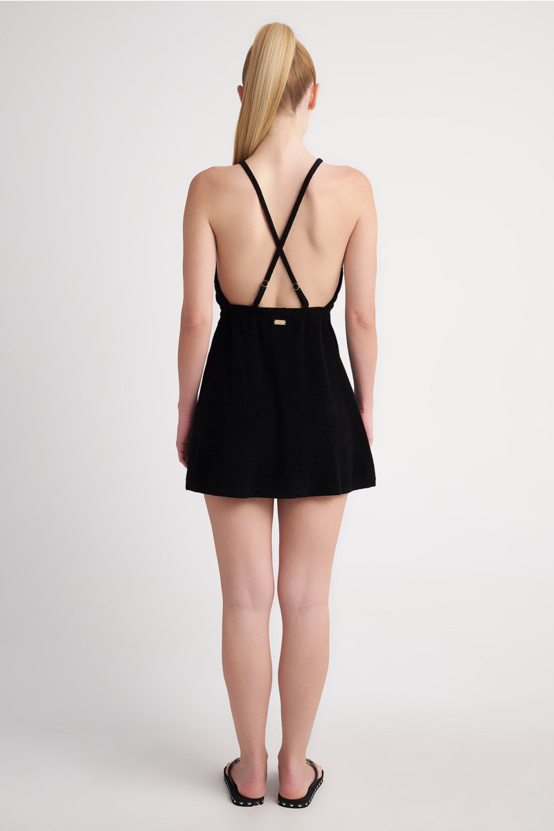 TERRY ΜΙΝΙ DRESS WITH STRAPPY CROSSED BACK-24814088-110
