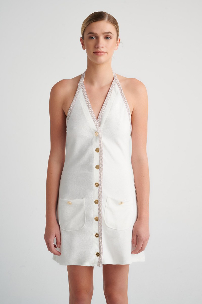 SLEEVELESS TERRY MINI DRESS WITH CROCHET DETAILS-24814092-102