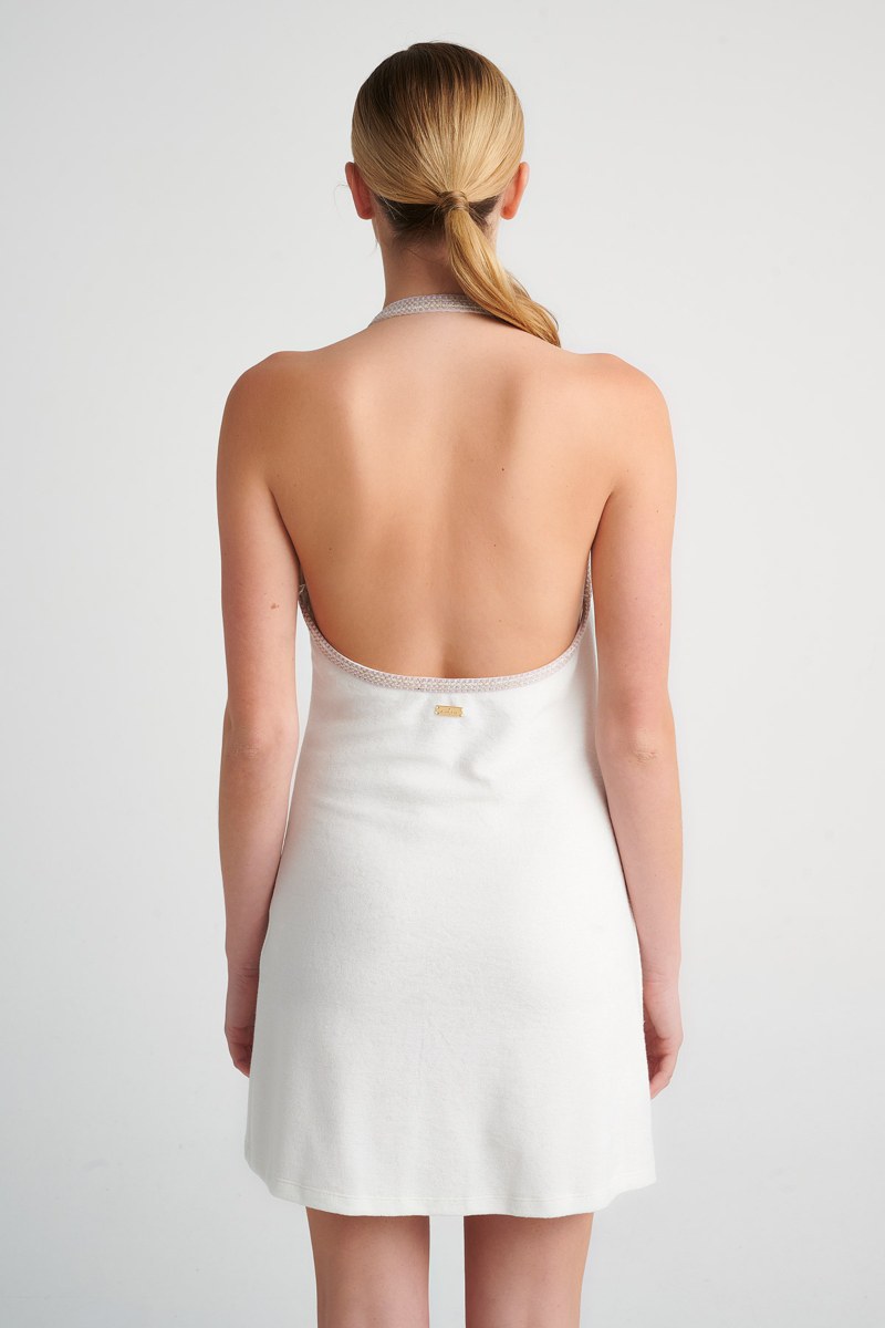 SLEEVELESS TERRY MINI DRESS WITH CROCHET DETAILS-24814092-102