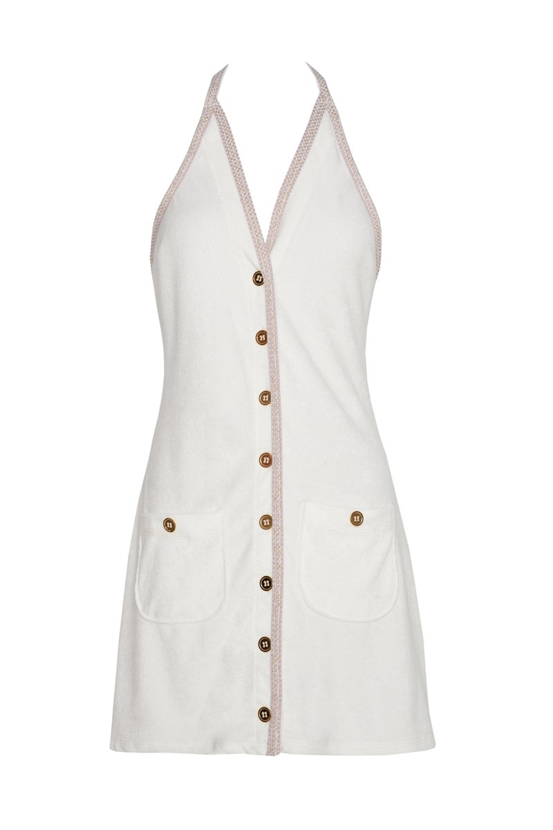 SLEEVELESS TERRY MINI DRESS WITH CROCHET DETAILS-24814092-102