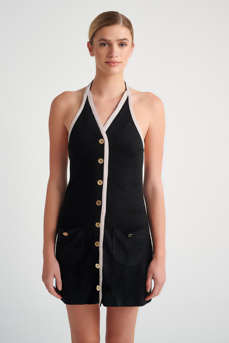 SLEEVELESS TERRY MINI DRESS WITH CROCHET DETAILS-24814092-110