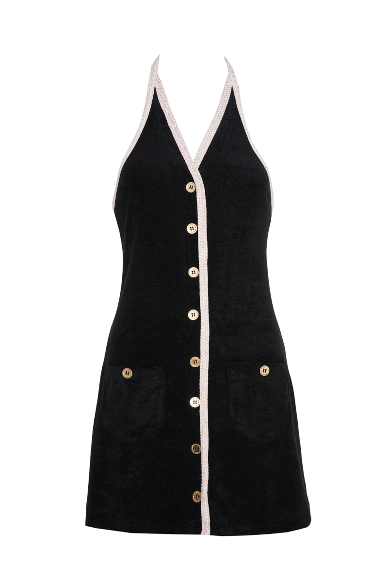 SLEEVELESS TERRY MINI DRESS WITH CROCHET DETAILS-24814092-110