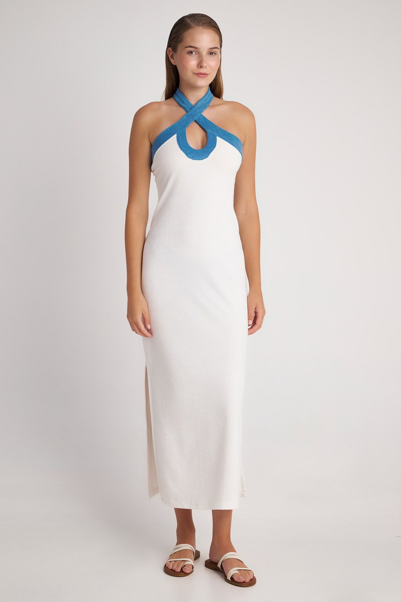 HALTERNECK LONG TERRY DRESS-24814093-102