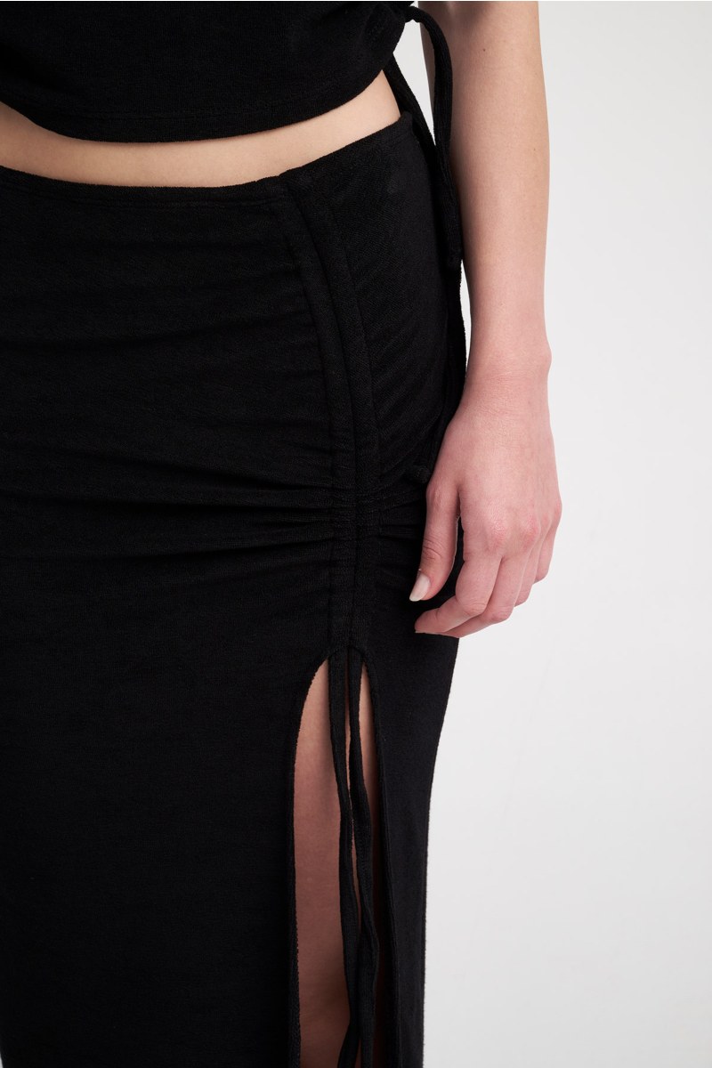 TERRY MONOCHROME LONG SKIRT WITH SLIT-24814094-110