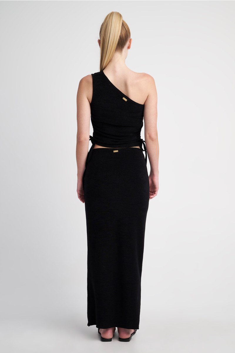 TERRY MONOCHROME LONG SKIRT WITH SLIT-24814094-110