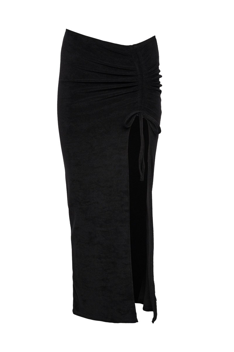 TERRY MONOCHROME LONG SKIRT WITH SLIT-24814094-110
