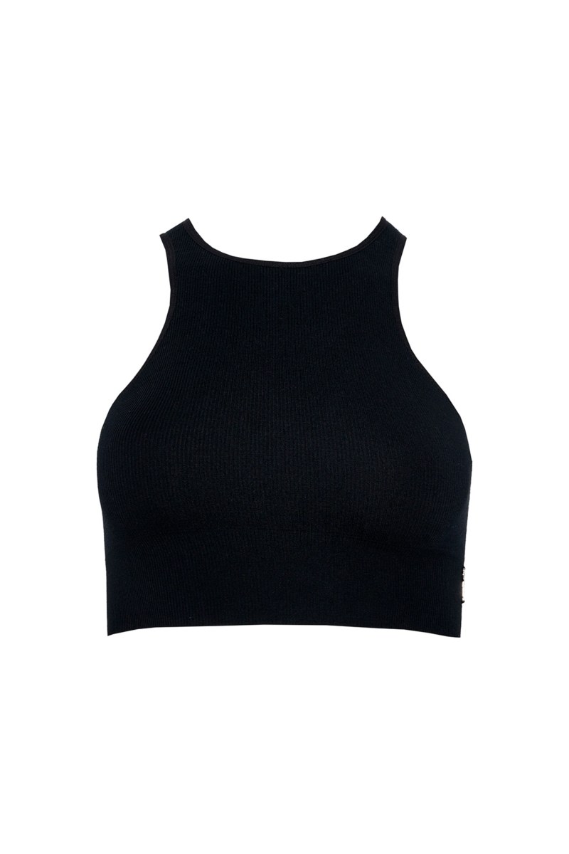 SEAMLESS HALTER CROPPED RIBBED TOP-24818010-110