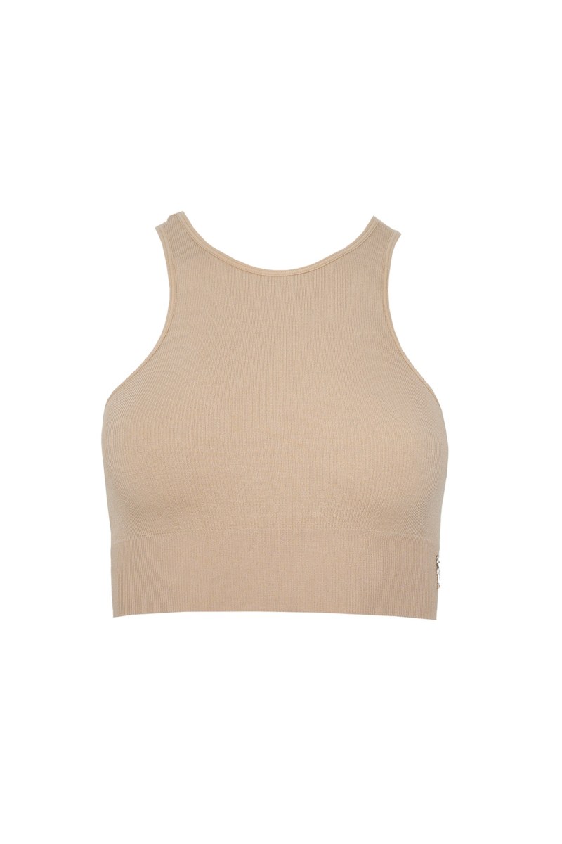 SEAMLESS HALTER CROPPED RIBBED TOP-24818010-301