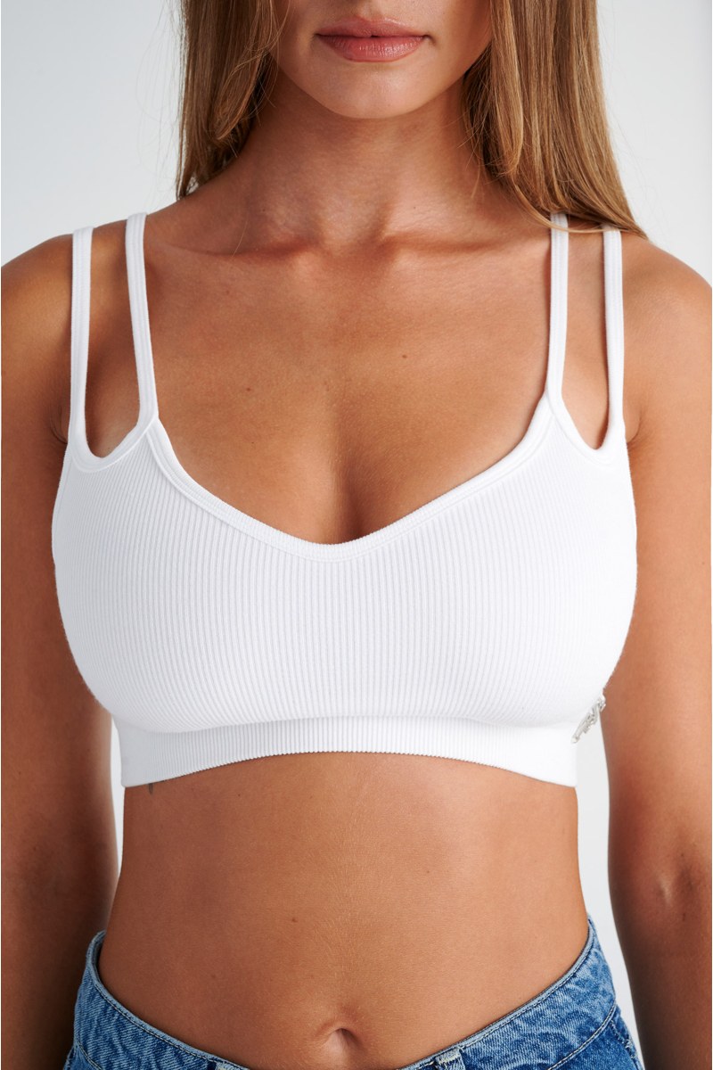 MONOCHROME SEAMLESS CROPPED RIB BRALETTE-24818011-100