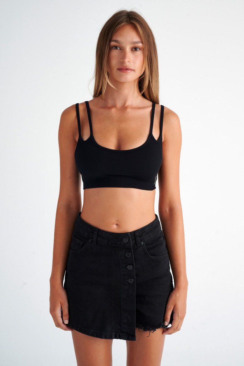 MONOCHROME SEAMLESS CROPPED RIB BRALETTE-24818011-110
