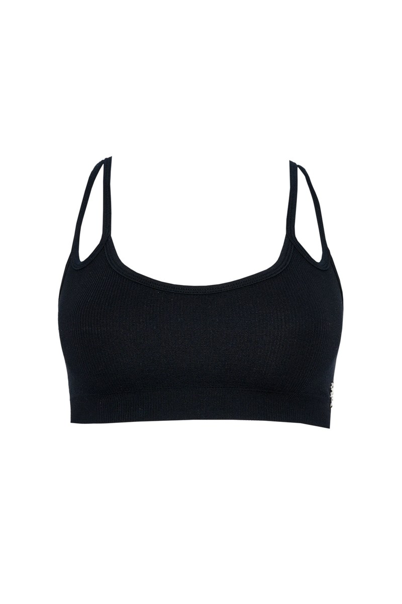 MONOCHROME SEAMLESS CROPPED RIB BRALETTE-24818011-110