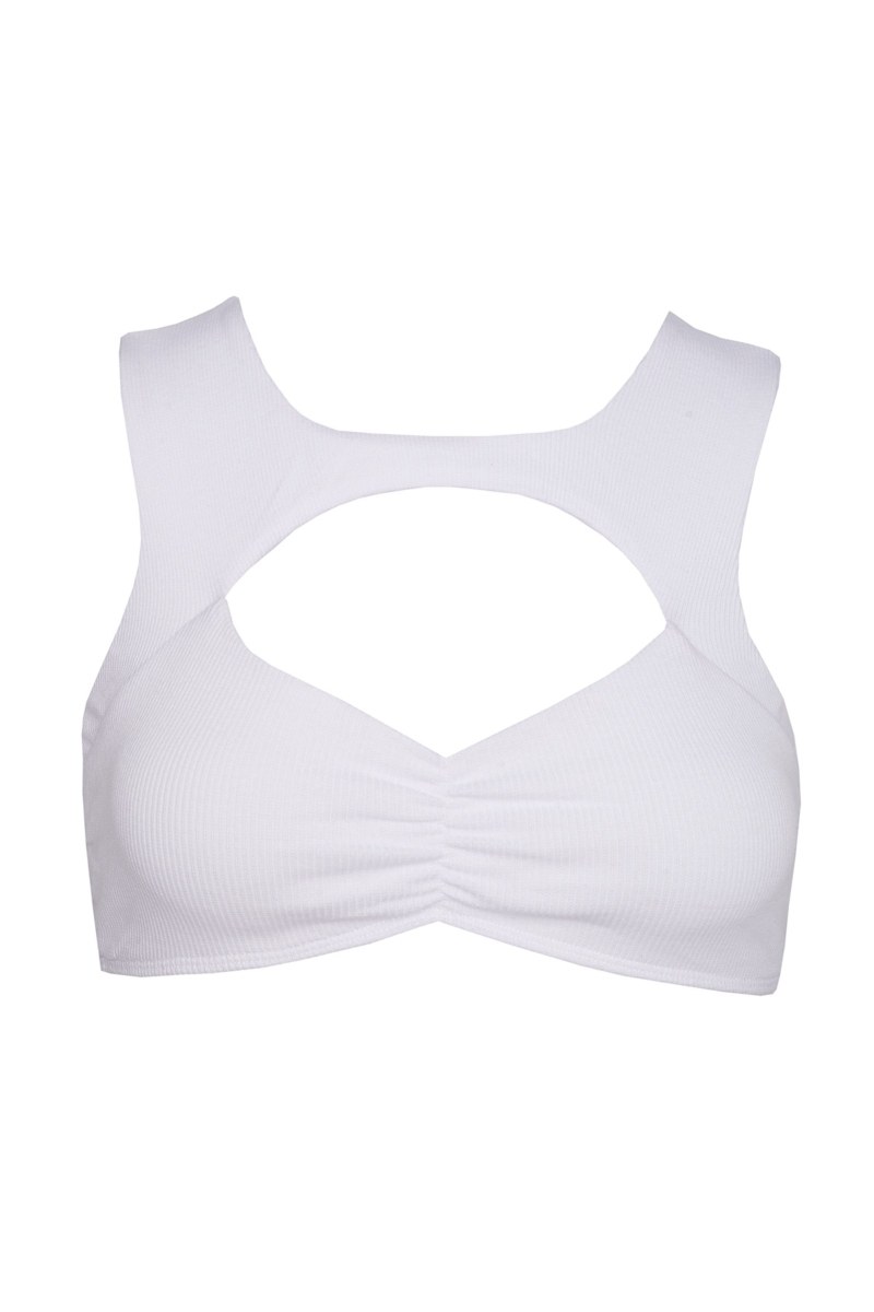 GATHERED RIBBED CROPPED TOP WITH CUT-OUT DETAIL-24818075-102