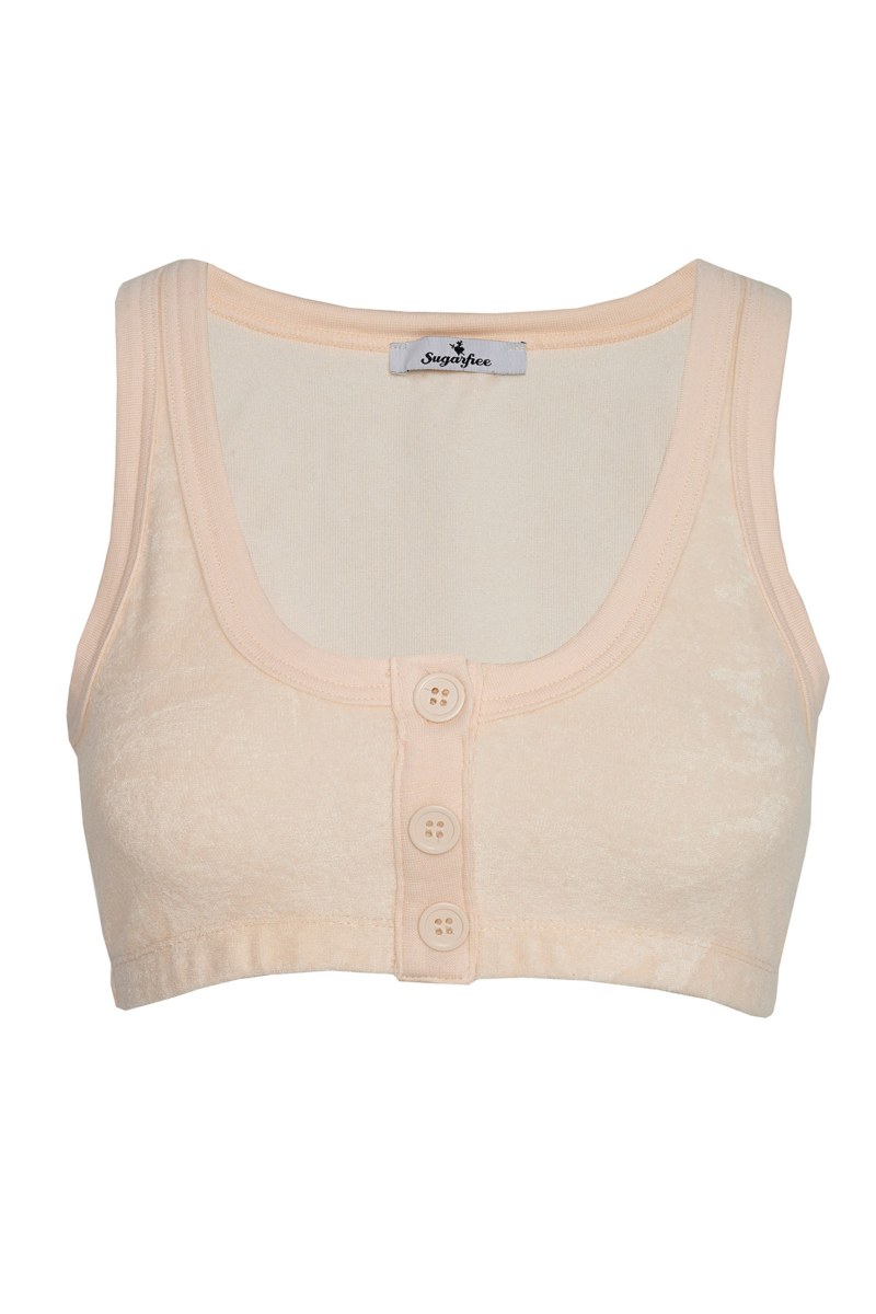 BUTTONED TERRY CROP TOP-24818095-108