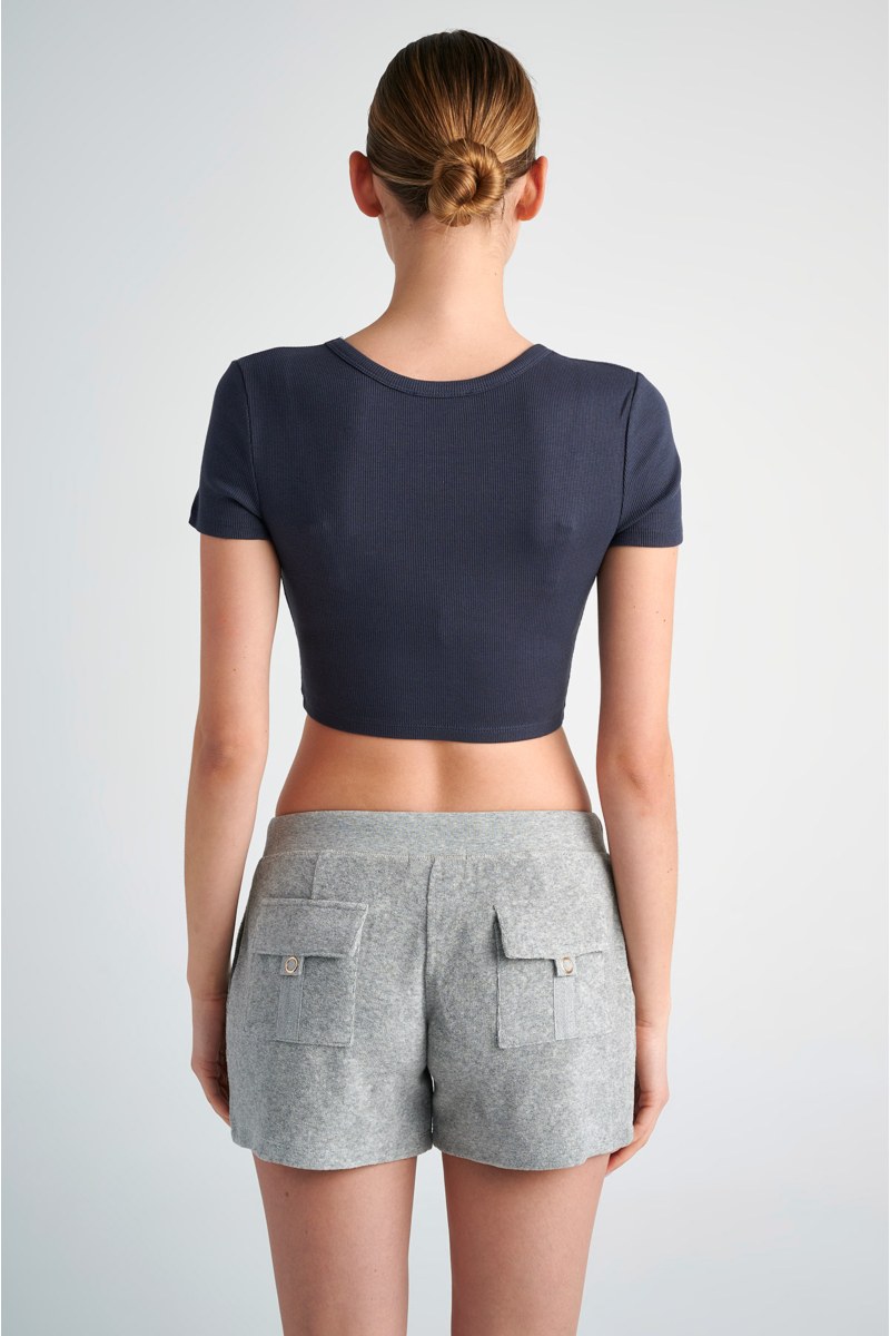 COTTON CROPPED SHORT SLEEVE RIBBED TOP-24818142-920