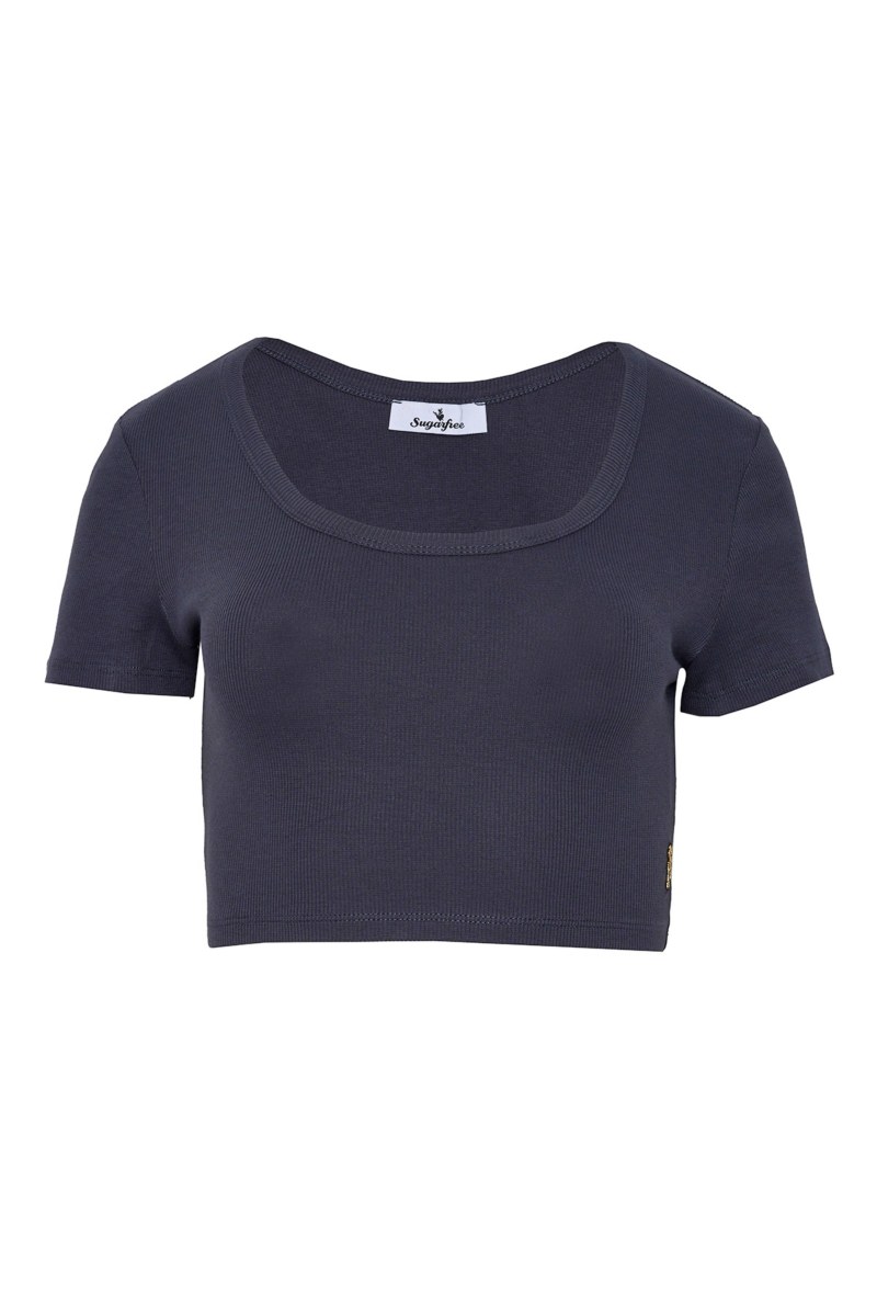 COTTON CROPPED SHORT SLEEVE RIBBED TOP-24818142-920