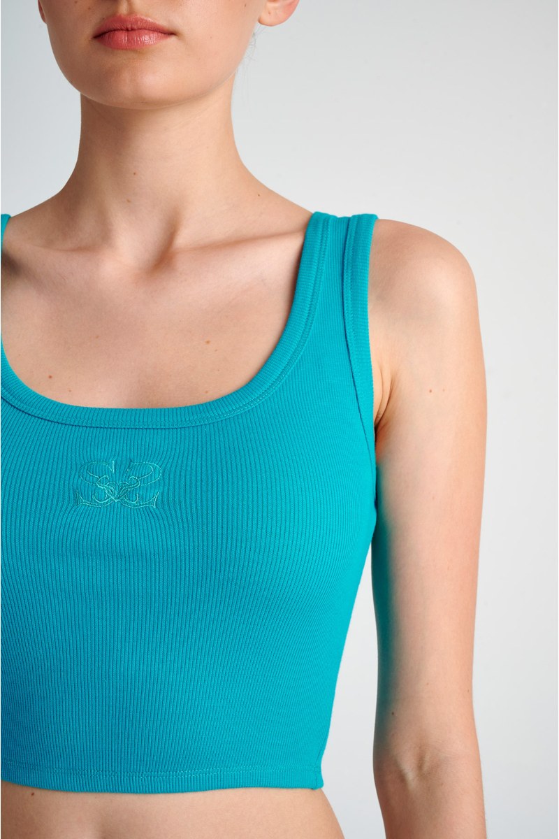 RIBBED COTTON TOP WITH LOGO DESIGN-24818146-413