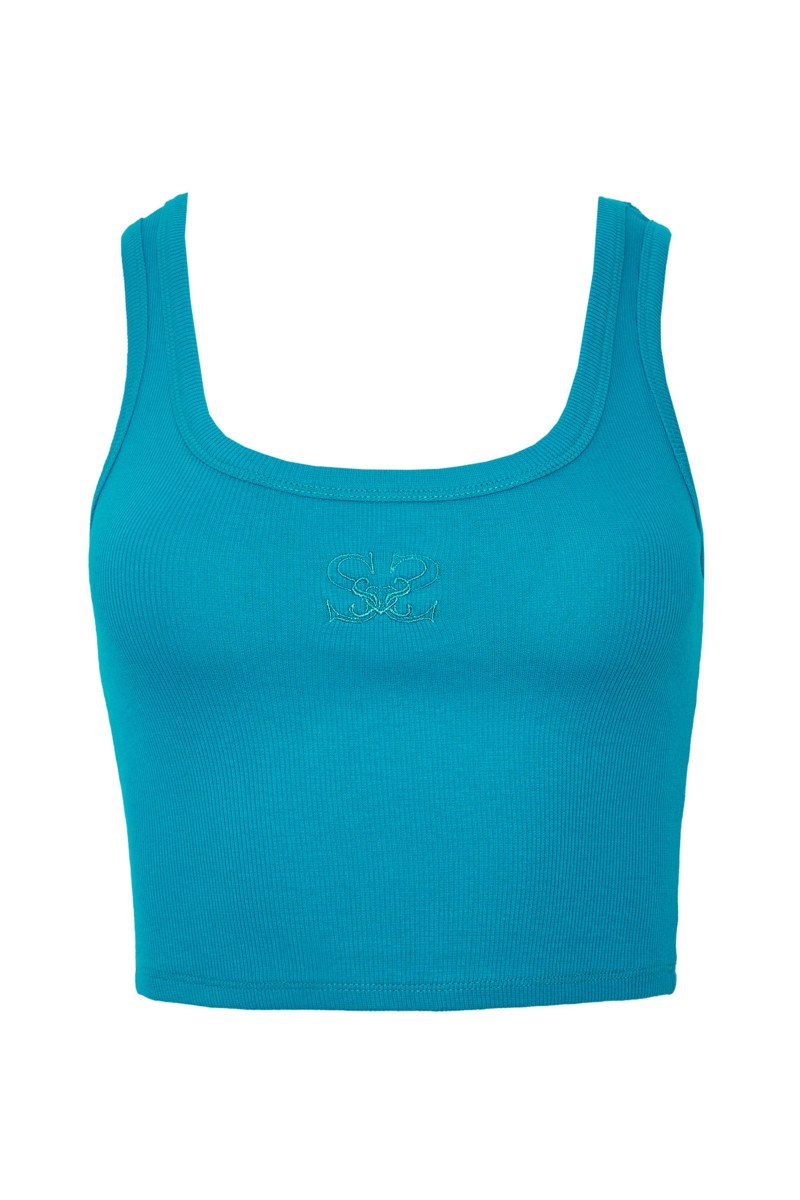 RIBBED COTTON TOP WITH LOGO DESIGN-24818146-413