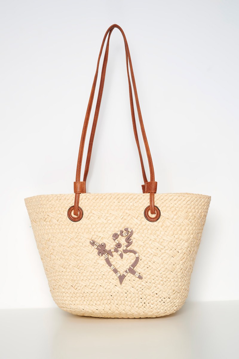 STRAW BASKET SHAPE BEACH BAG-24819063-301