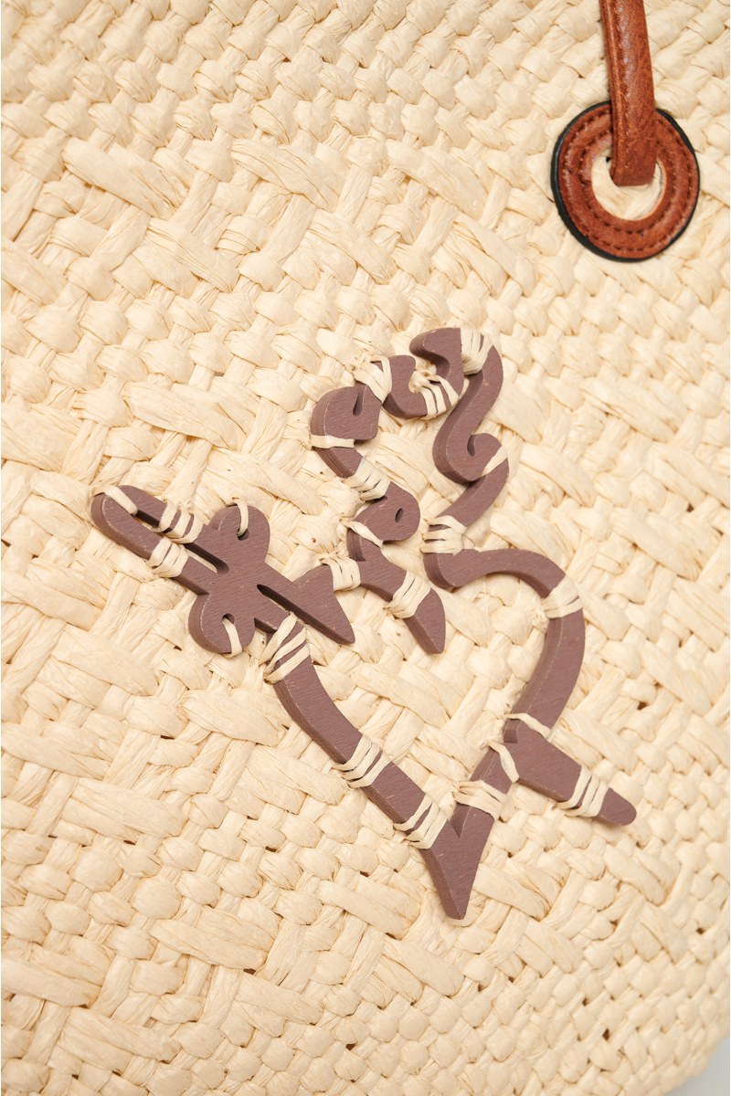 STRAW BASKET SHAPE BEACH BAG-24819063-301