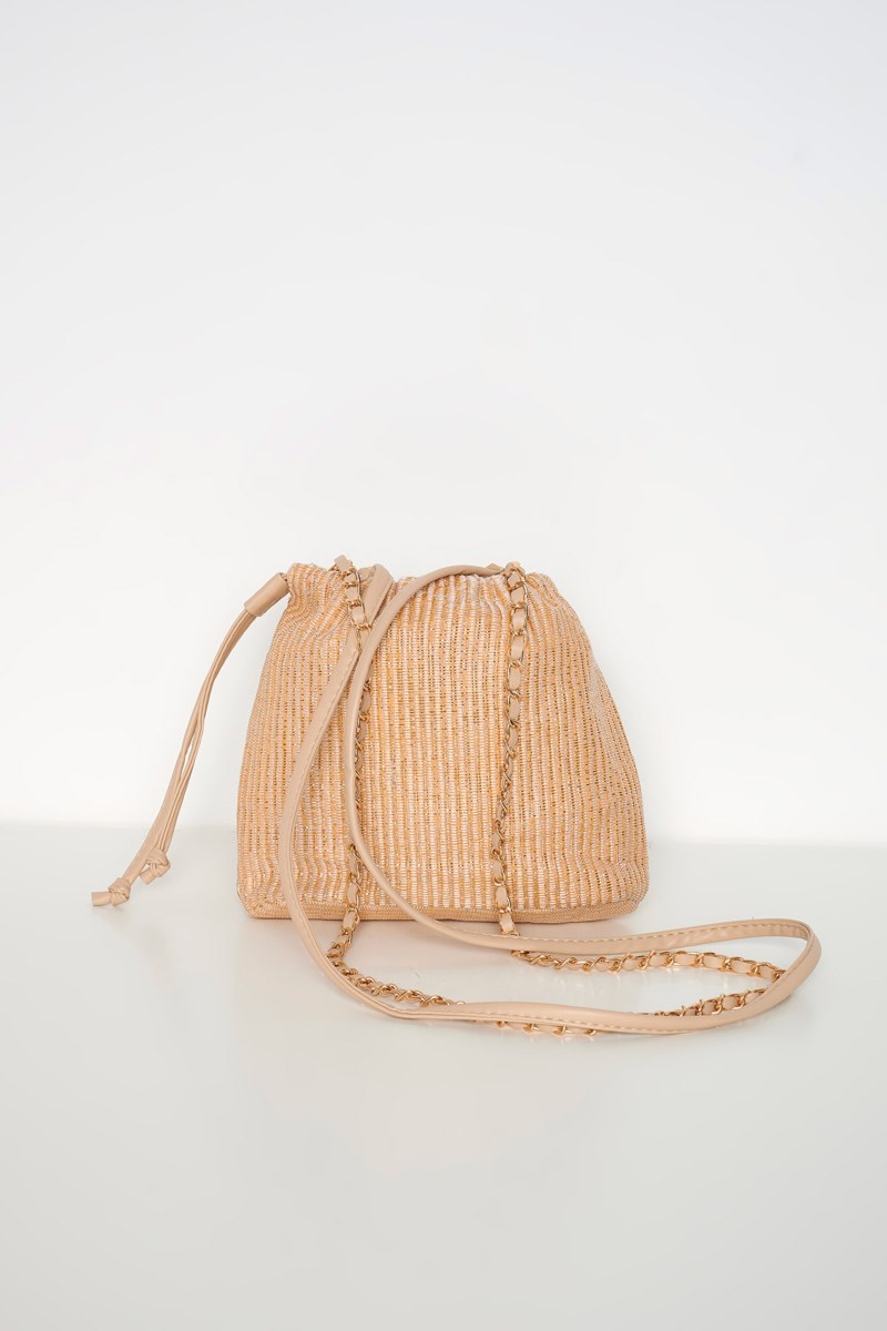 SHOULDER MINI BUCKET BAG WITH METALLIC DETAILS-24819065-303