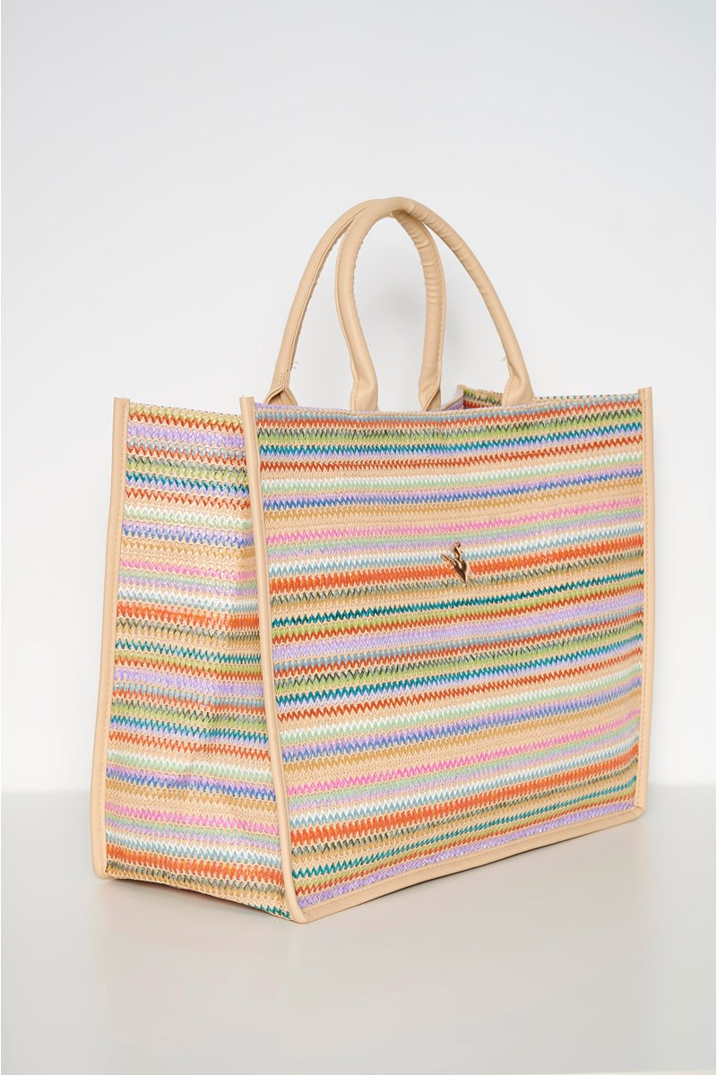 ΨΑΘΙΝΗ ΤΣΑΝΤΑ SHOPPER ΜΕ ΠΟΛΥΧΡΩΜΟ ΤΥΠΩΜΑ-24819076-800