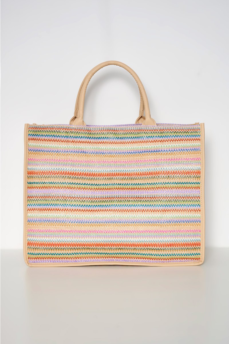 ΨΑΘΙΝΗ ΤΣΑΝΤΑ SHOPPER ΜΕ ΠΟΛΥΧΡΩΜΟ ΤΥΠΩΜΑ-24819076-800