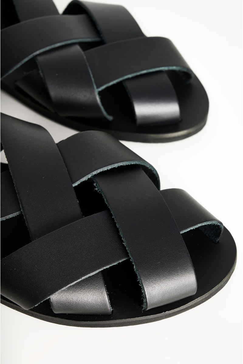 HANDMADE CROSSED STRAP FLAT SANDALS-24819133-110