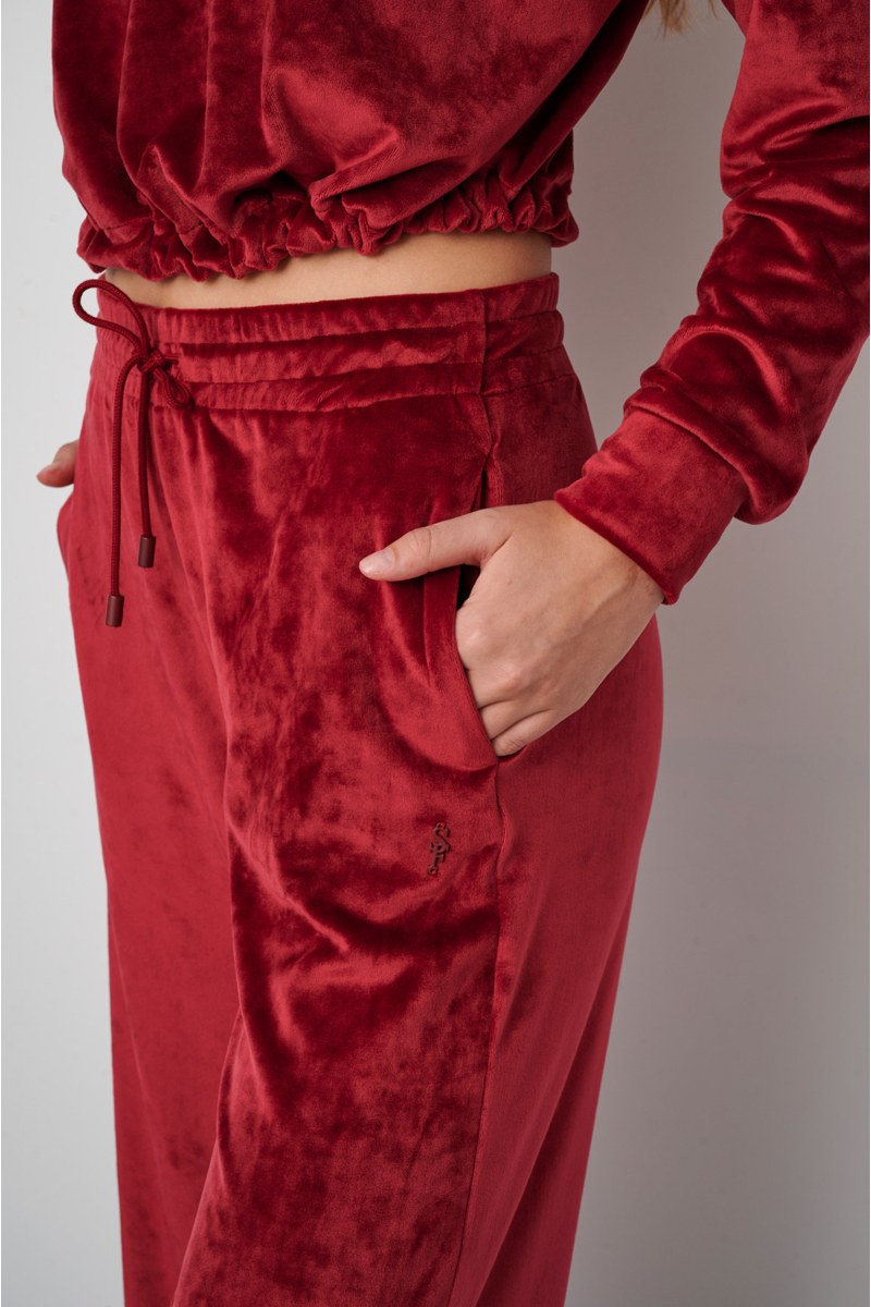 FLARED HIGH WAISTED SUPER SOFT VELOUR PANTS-24831085-634