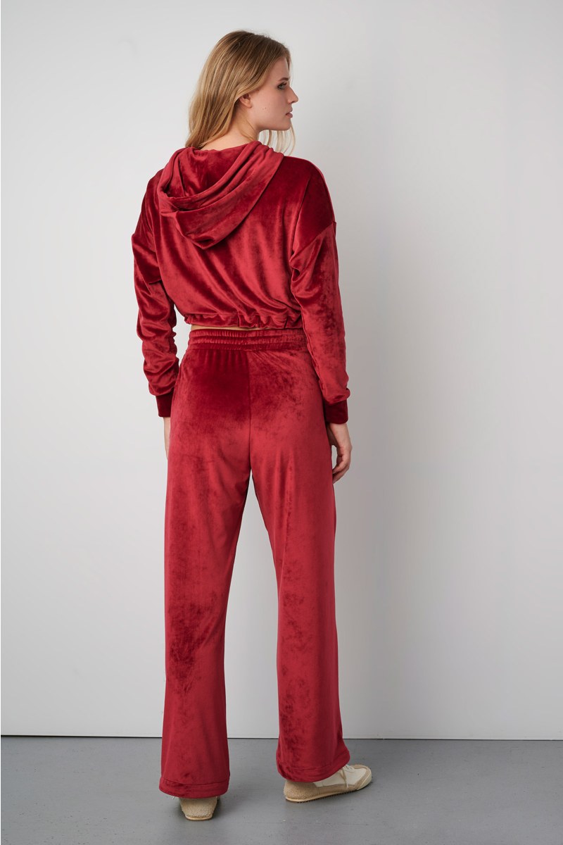 FLARED HIGH WAISTED SUPER SOFT VELOUR PANTS-24831085-634