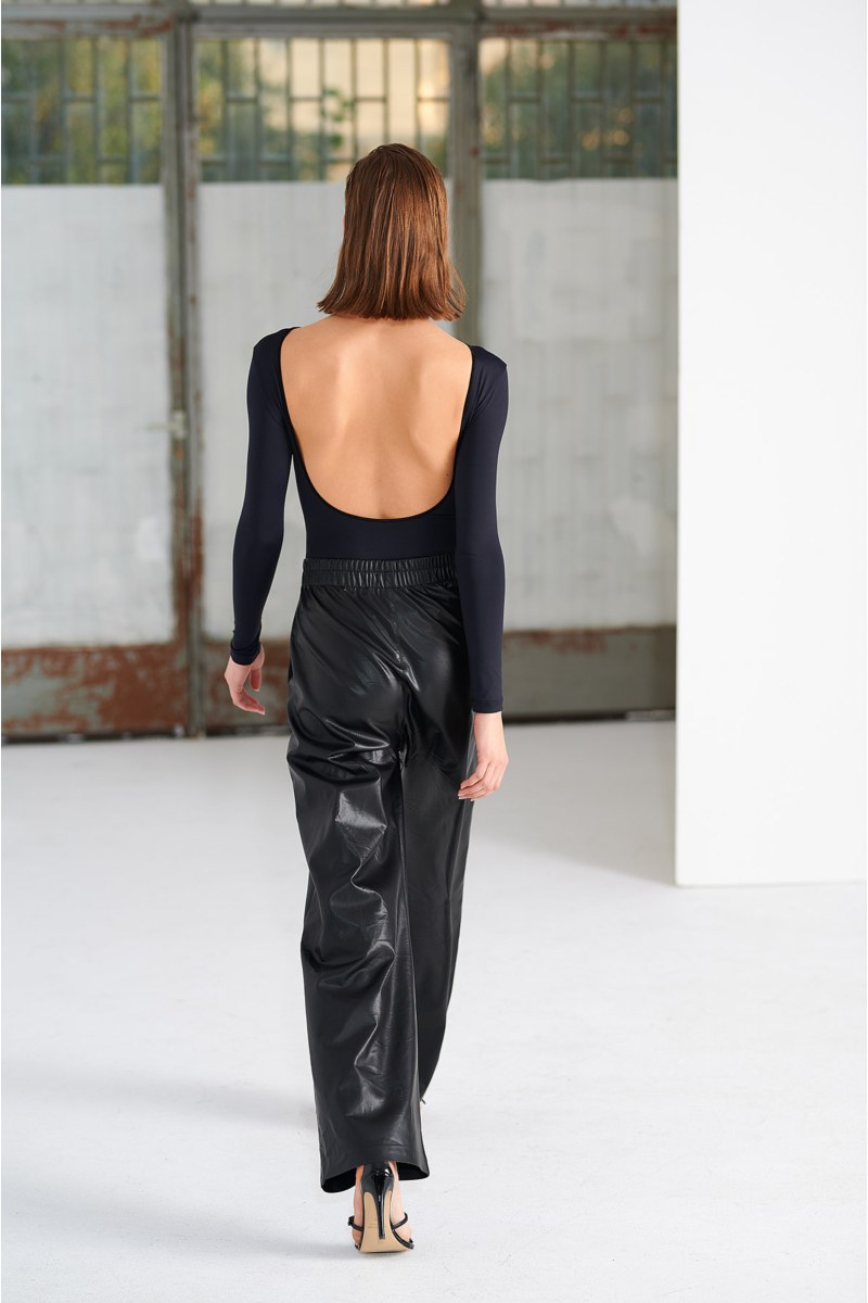 FAUX LEATHER HIGH WAISTED WIDE LEG PANTS-24831278-110