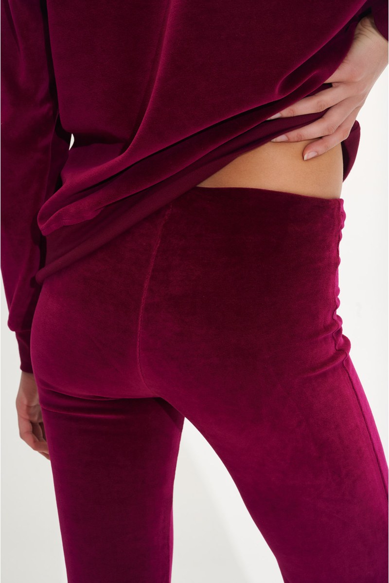 FLARED LOW WAISTED VELOUR PANTS-24831280-704