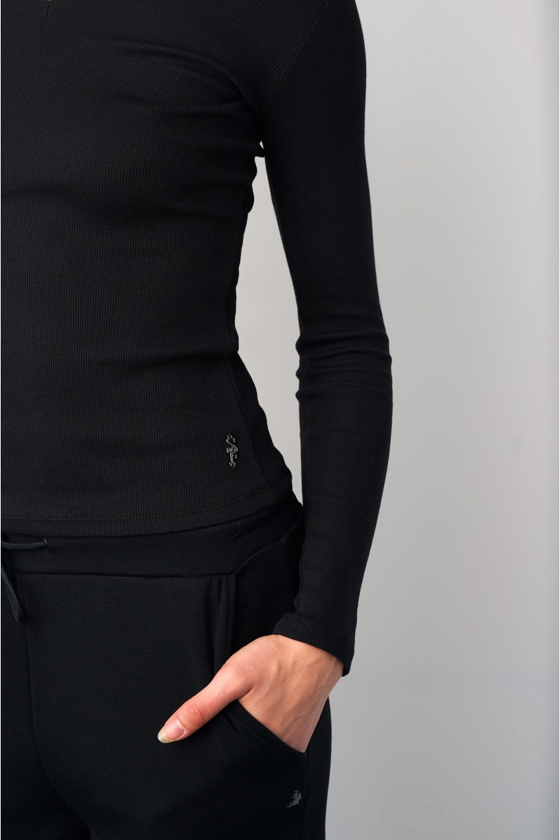 BASIC COTTON RIBBED TOP IN 'V' NECKLINE-24832038-110