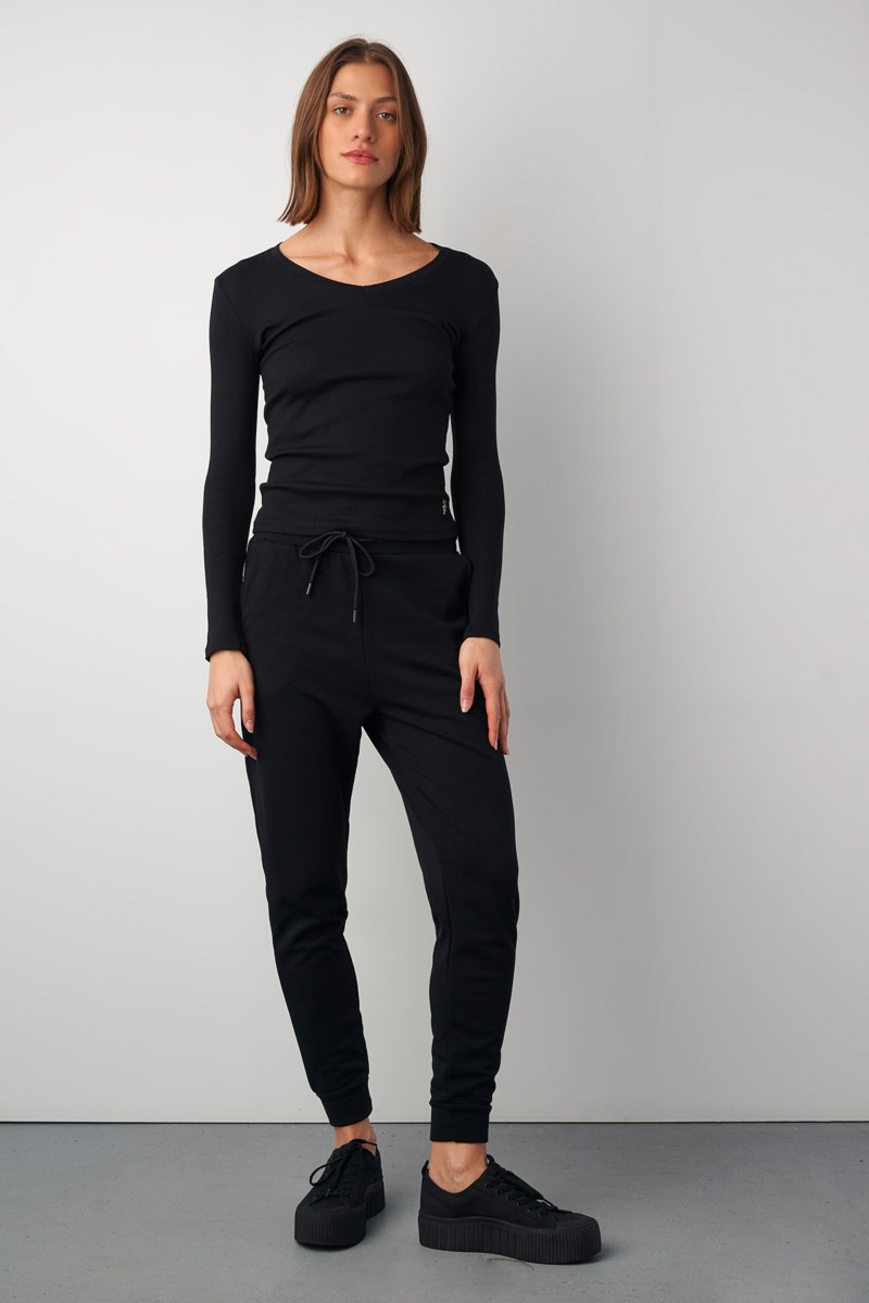 BASIC COTTON RIBBED TOP IN 'V' NECKLINE-24832038-110