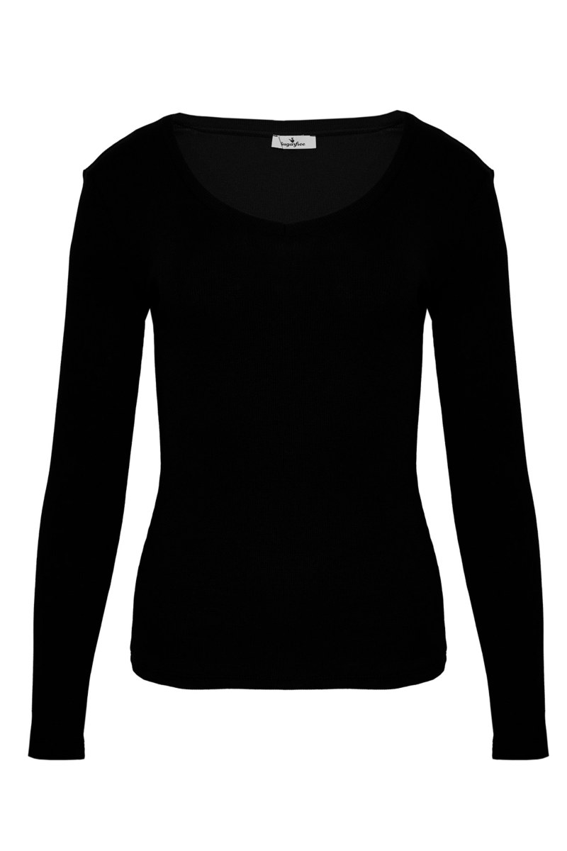 BASIC COTTON RIBBED TOP IN 'V' NECKLINE-24832038-110