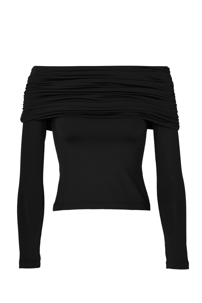 GATHERED OFF-THE-SHOULDER CROPPED TOP-24832221-110