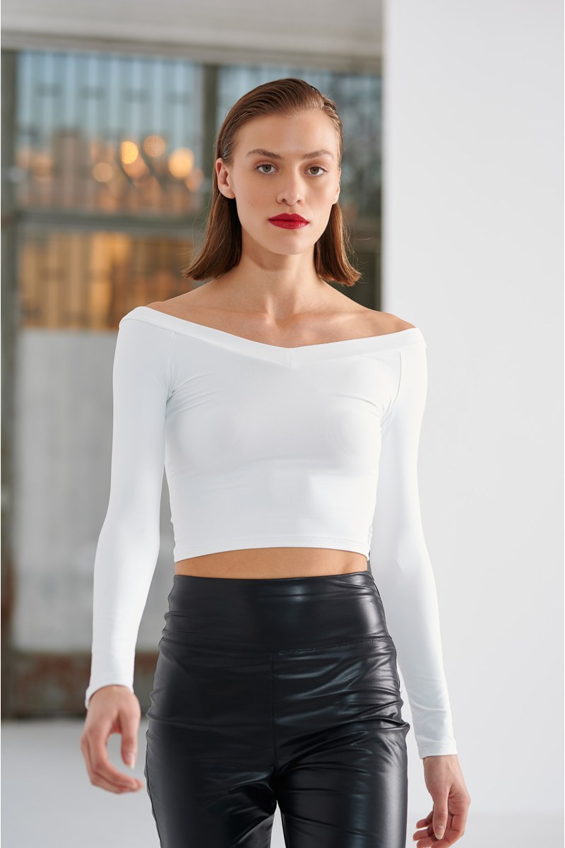 LONG SLEEVED TOP WITH 'V' NECKLINE-24832223-102