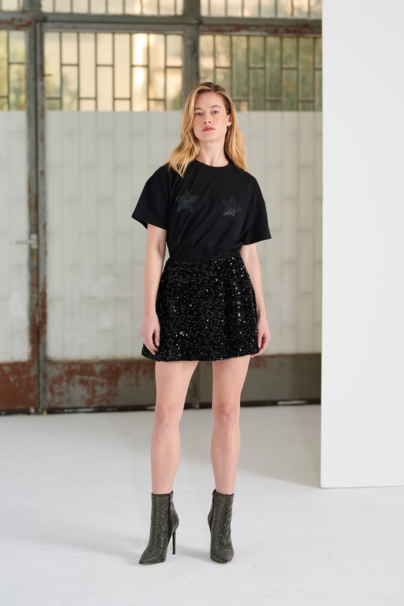 STRASS EMBELLISHED T-SHIRT WITH STARS PRINT-24832255-110