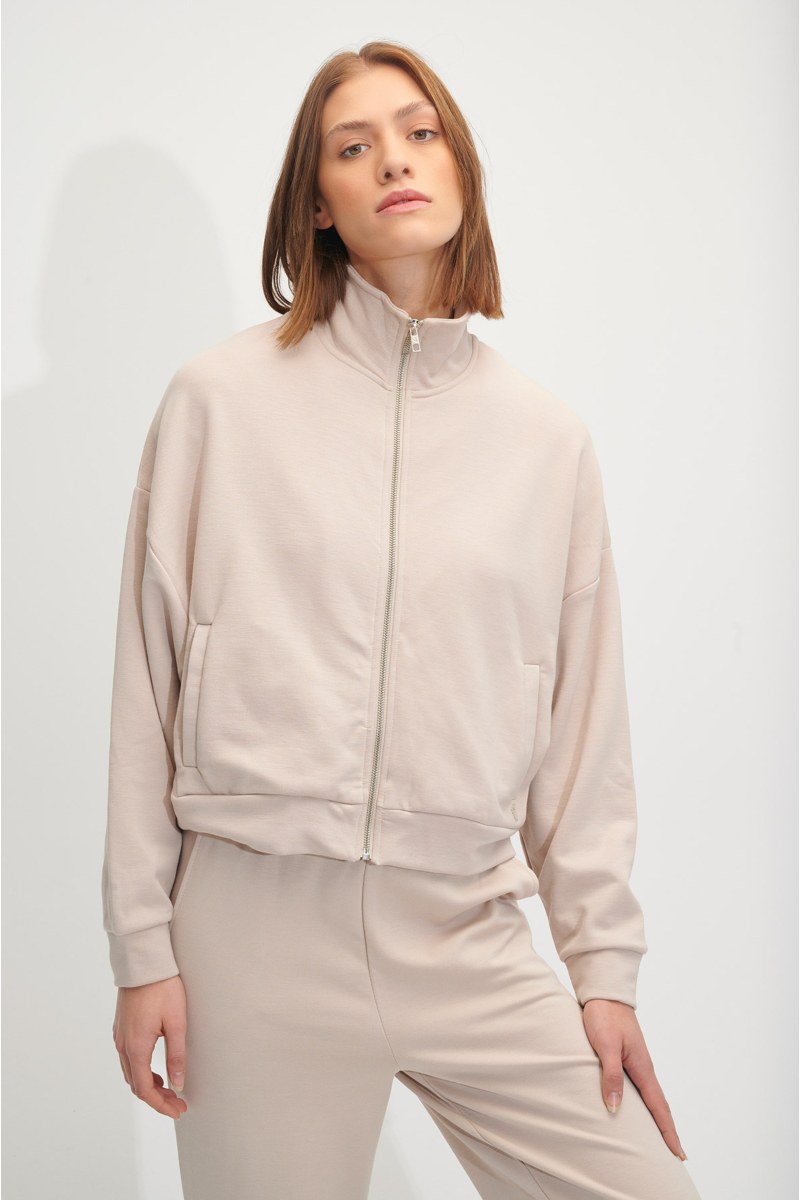 COLLAR ZIPPED MODAL JACKET-24833021-105