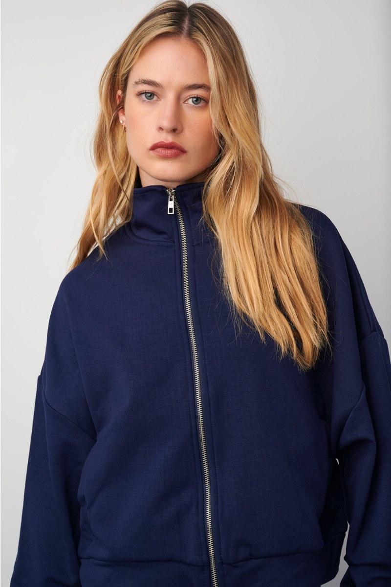 COLLAR ZIPPED MODAL JACKET-24833021-852