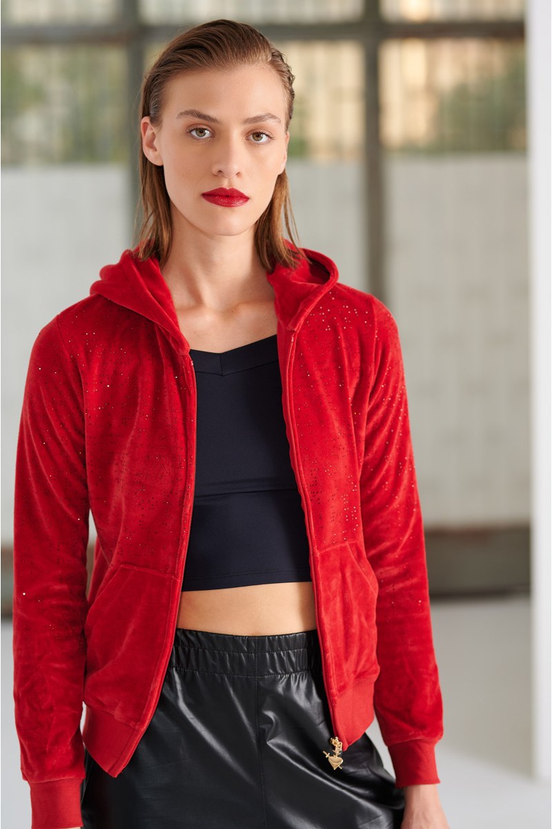 MULTICOLOR STRASS EMBELLISHED VELOUR JACKET-24833026-637