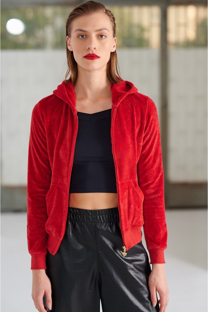 MULTICOLOR STRASS EMBELLISHED VELOUR JACKET-24833026-637