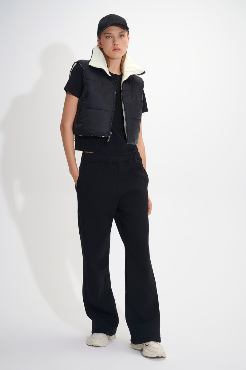 DOUBLE FACE PUFFER SLEEVELESS CROP VEST-24833096-110