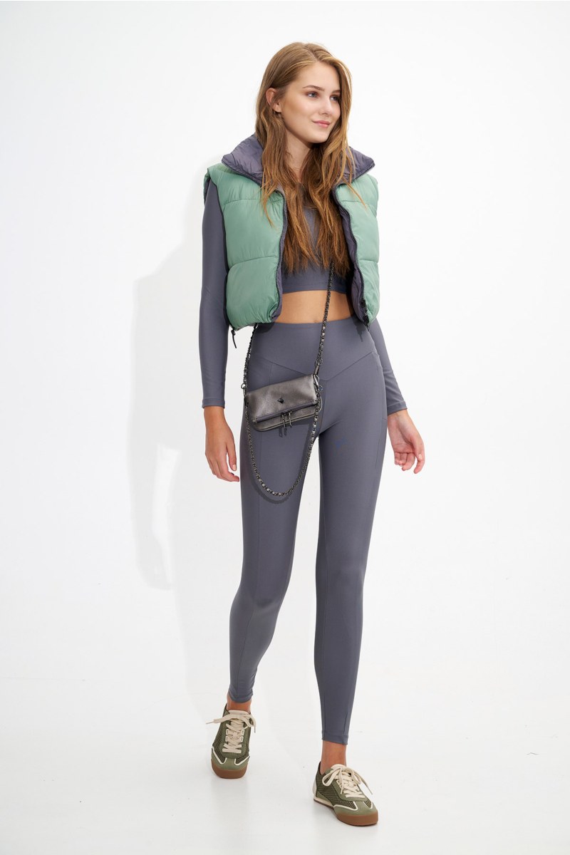 DOUBLE FACE PUFFER SLEEVELESS CROP VEST-24833096-214